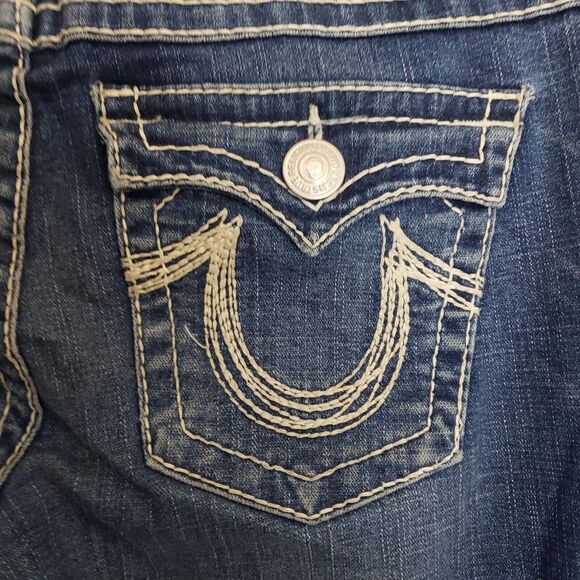 USA True Religion Womens Rainbow Becky Flare Low Rise Flap Pocket Jean Sz 32 - Picture 9 of 12